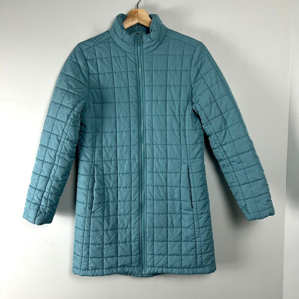 Lands' End Womens S 6-8 Teal Quilted Full Zip Puffer Jacket Coat Everyday Winter